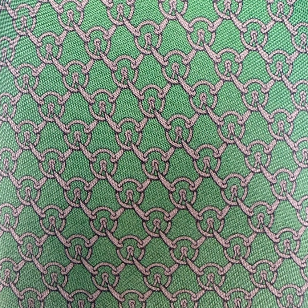 Authentic HERMES Paris Silk Tie Green Equestrian Horse Bit Stirrup Chain 5200 IA